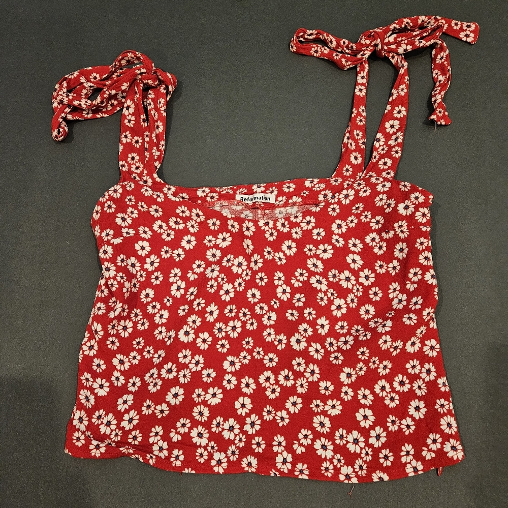 Reformation Blaca floral print tie strap top